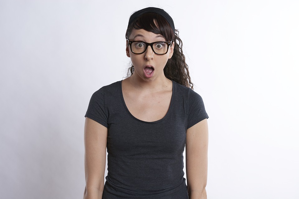 A girl is shocked by podcast